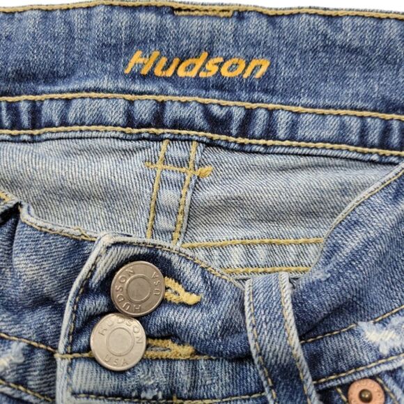Hudson Jeans Size 26 W27" x L16" Capri Jeans Capris Distressed Blue Denim Pants - Picture 7 of 8